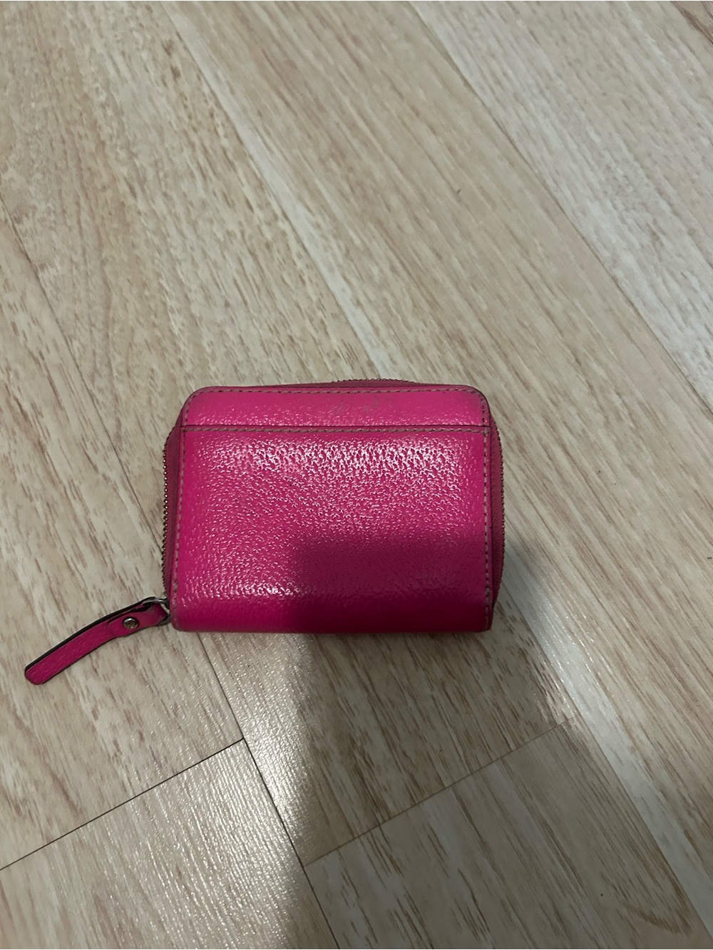 kate spade Bright Fuchsia Pebbled Leather Zip Wallet